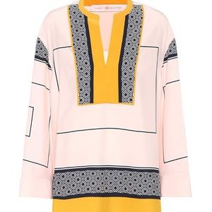 Aston printed silk tunic top